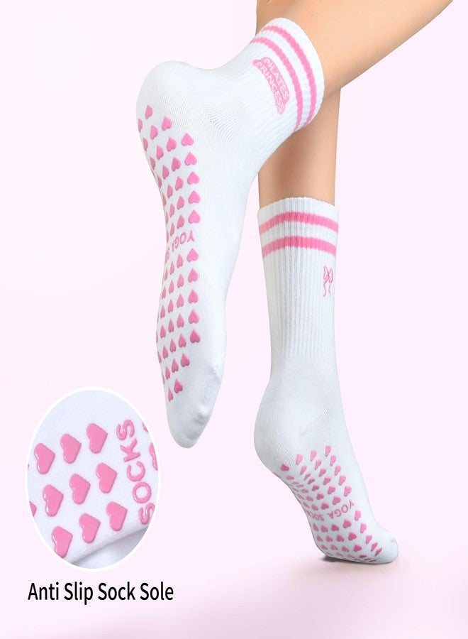 Knagsfa Pilates Socks for Women, Non Slip Grips Yoga Socks Cute Bowknot Embroidery for Ballet Barefoot Workout - Image 3